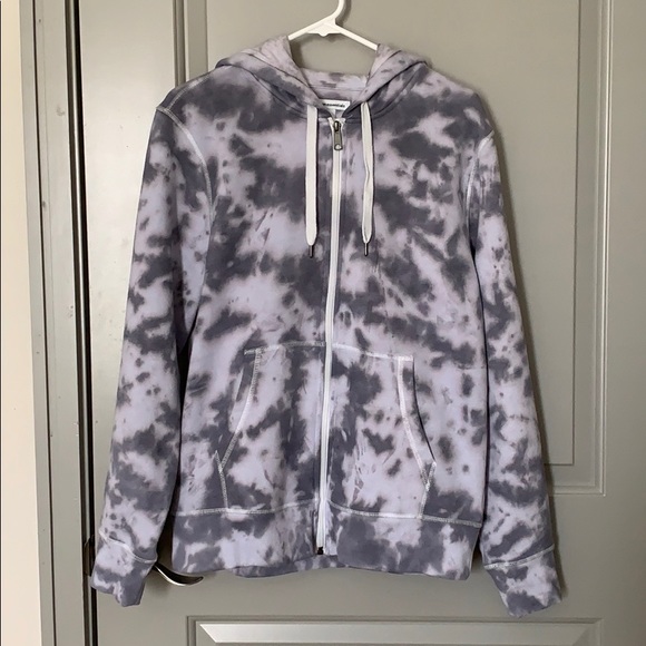 Amazon Essentials Sweaters - NAVY/GREY TIE-DYE ZIPPER JACKET IN MEDIUM